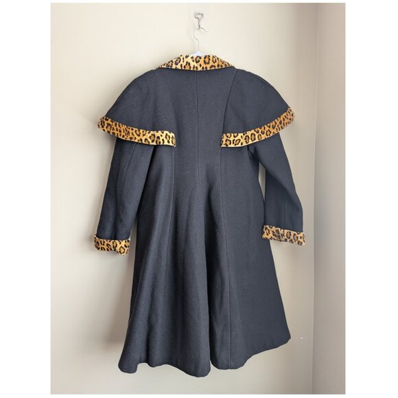 Pierre Cardin Paris Vintage Leopard trim pea wool coat - Picture 7 of 12